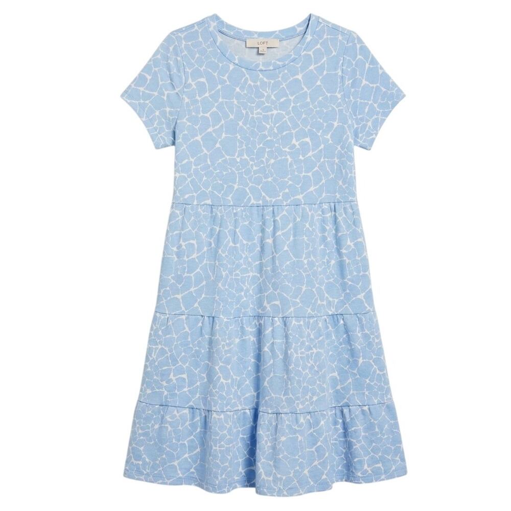 LOFT Women's SP Boho Cottagecore Modest Vacation Tiered Knit Swing Mini Dress